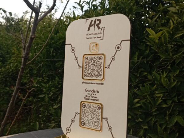 Qr kod standı Ahşap  Pleksi